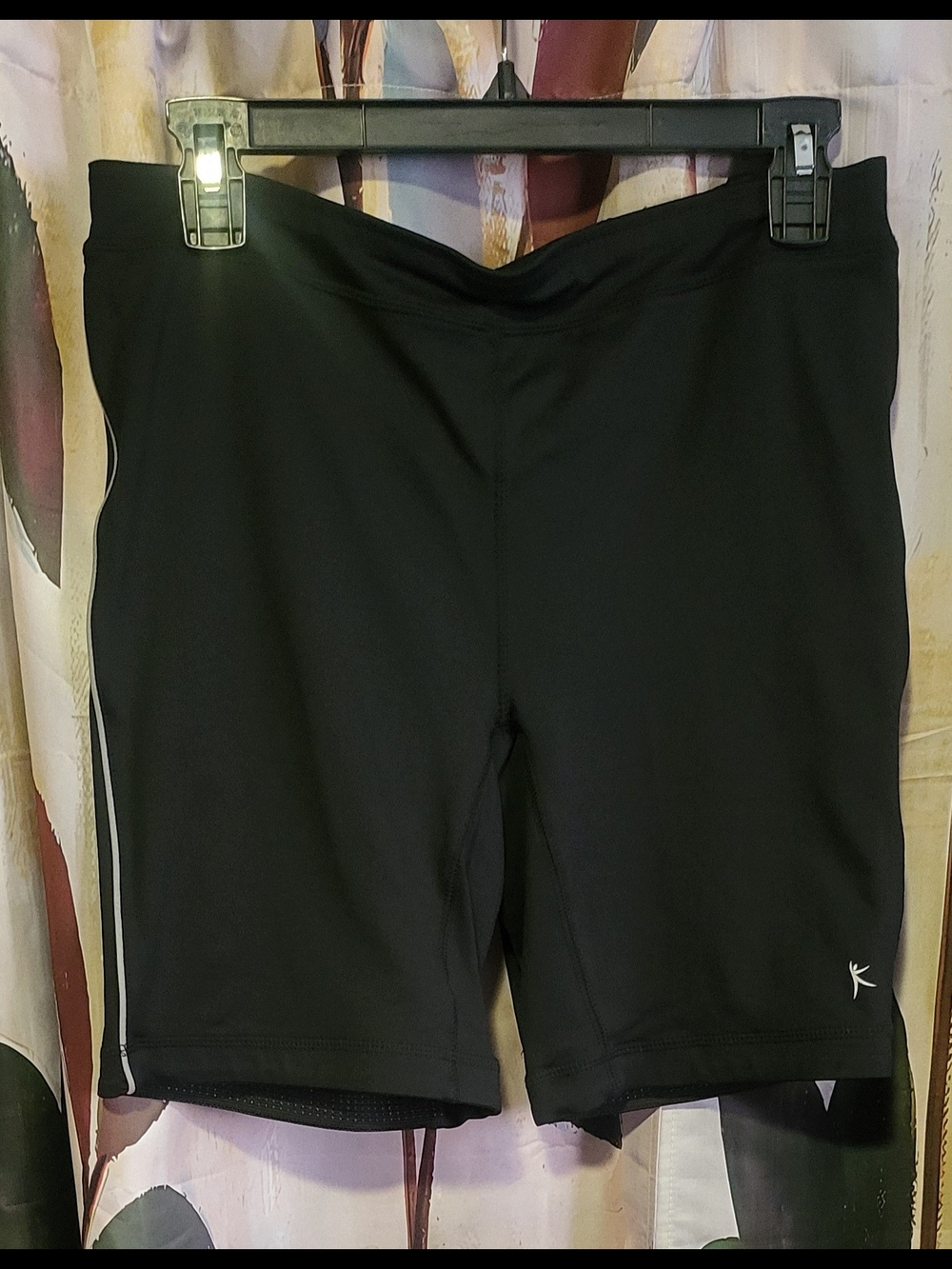 Danskin Now Black Women's Athletic Biking Shorts with White Side Trim